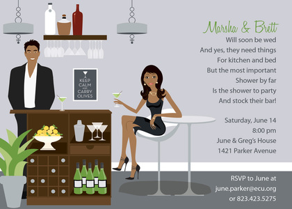 Bar Scene Redhead Invitations