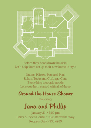 My House Plans Blue Invitations