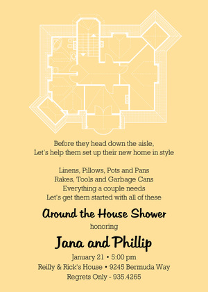 My House Plans Blue Invitations