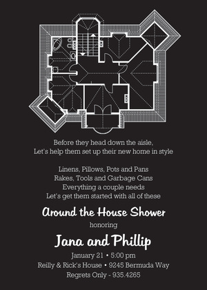 My House Plans Blue Invitations