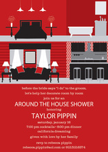 House Interior Red Invitations