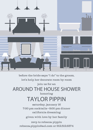 Interior Designer Layout Blue Invitations