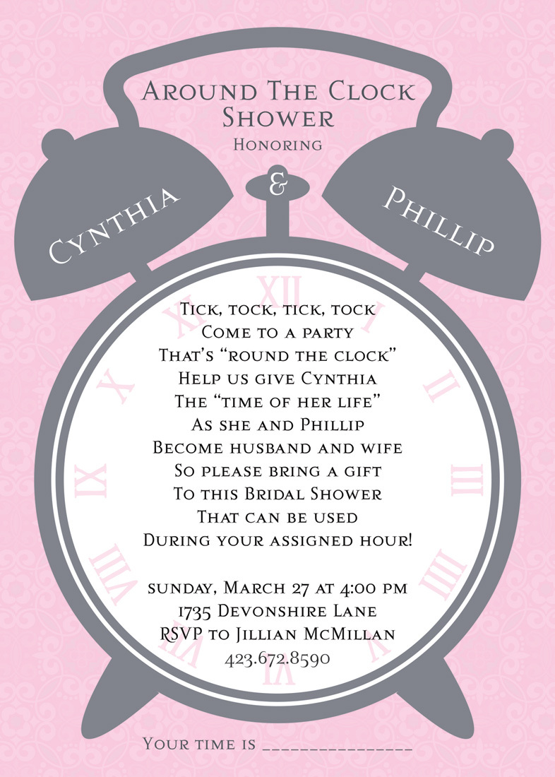 Alarm Clock Shower Pink Invitations