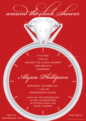 Solitaire Unique Clock Red RSVP Cards