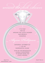 Modern Pink Wedding Ring Engagement Invitations