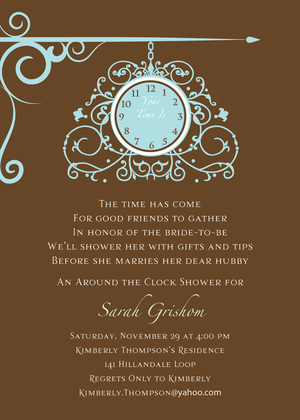 Hanging Clock Pink Invitations