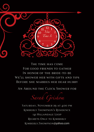 Hanging Clock Pink Invitations