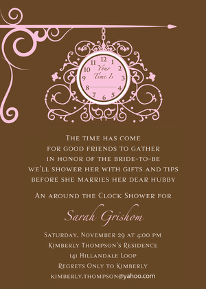 Hanging Clock Light Pink Invitations