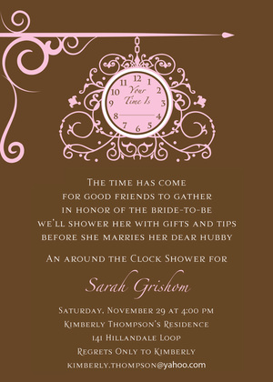 Hanging Clock Green Invitations