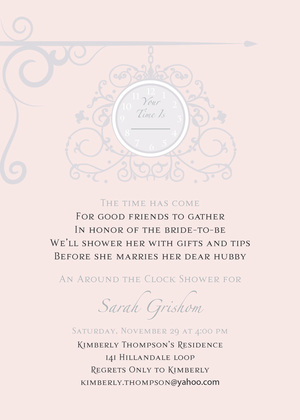 Hanging Clock Pink Invitations