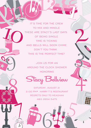 Around The Clock Icons Pink RSVP Cards