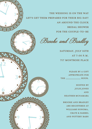 Faces of Time Pink Clock Shower Invitations