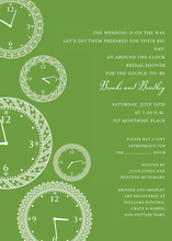 Flower Clocks Green Invitations