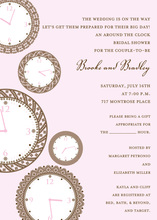 Faces of Time Pink Clock Shower Invitations