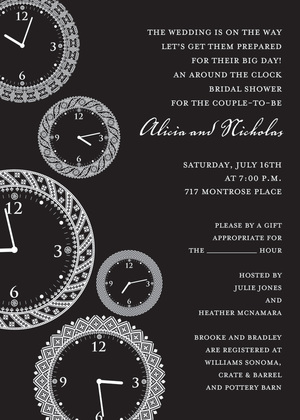 Faces of Time Olive Clock Shower Invitations