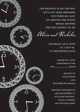 Faces of Time Black Clock Shower Invitations