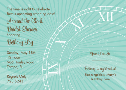 Tick Tock Black Clock Shower Invitations