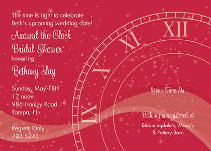 Tick Tock Black Clock Shower Invitations