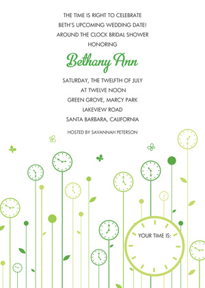 Colorful Flower Clocks Invitations