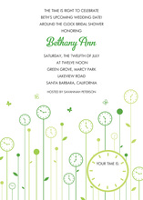 Flower Clocks Green Invitations