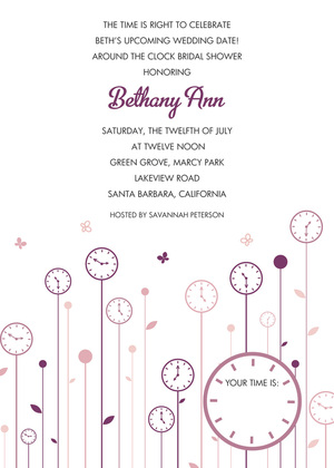 Colorful Flower Clocks Invitations