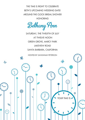 Colorful Flower Clocks Invitations