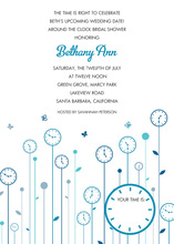 Flower Clocks Blue Invitations