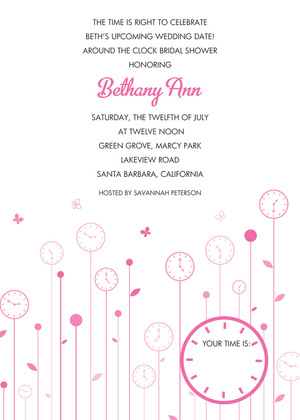 Colorful Flower Clocks Invitations