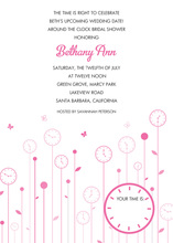 Faces of Time Pink Clock Shower Invitations