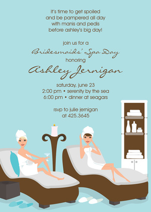 Stylish Spa Day Special Green Invitations