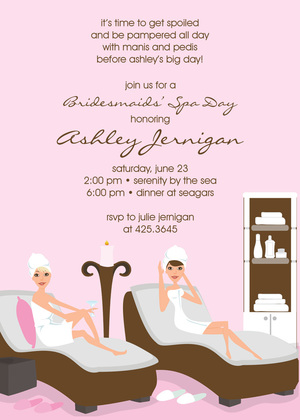 Spa Party Day Blue Invitations