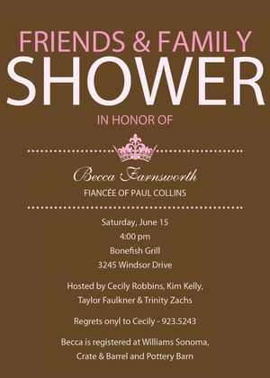 Princess Bridal Shower Blue Invitations