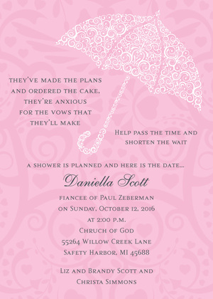 Filigree Umbrella Charcoal Invitations