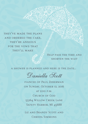 Modern Umbrella Blue RSVP Cards