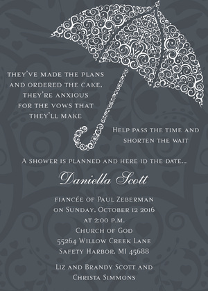 Filigree Umbrella Olive Invitations