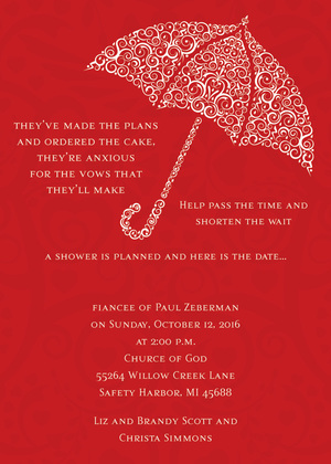 Filigree Umbrella Olive Invitations