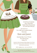 Barbecue Shower Couple Green Invitations