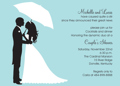 Couple's Silhouette Yellow-Tan Invitations