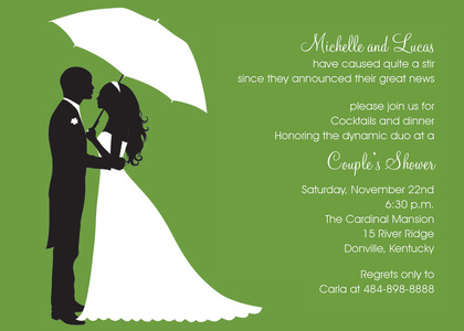 Couple's Silhouette Yellow-Tan Invitations