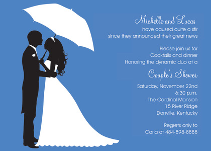 Couple's Silhouette Yellow-Tan Invitations