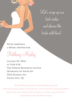 Bridal Bride Grey Red Haired Bridal Shower Invites