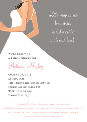 Bridal Side Grey Blonde Bridal Shower Invites