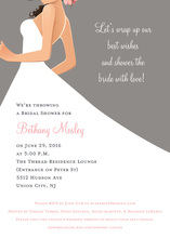 Brunette Bride Blue Invitations