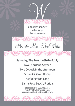 Your Initial Name Cake Pink Invitations