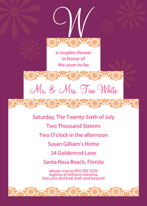 Your Initial Name Cake Pink Invitations