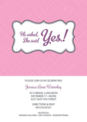 Crosshatch Bookplate Pink RSVP Cards