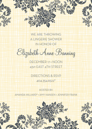 Rose Linen Blue Shower Invitations