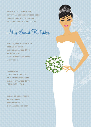 Blushing Bride Blue African American Invites