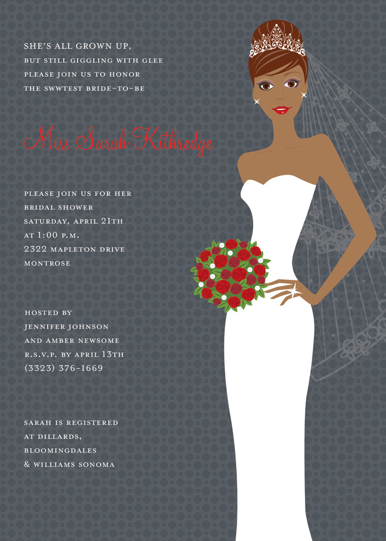 Blushing Bride Charcoal African American Invites