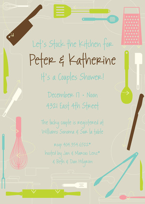 Kitchen Utensils Retro Pink Invitations